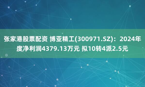 张家港股票配资 博亚精工(300971.SZ)：2024年度净利润4379.13万元 拟10转4派2.5元